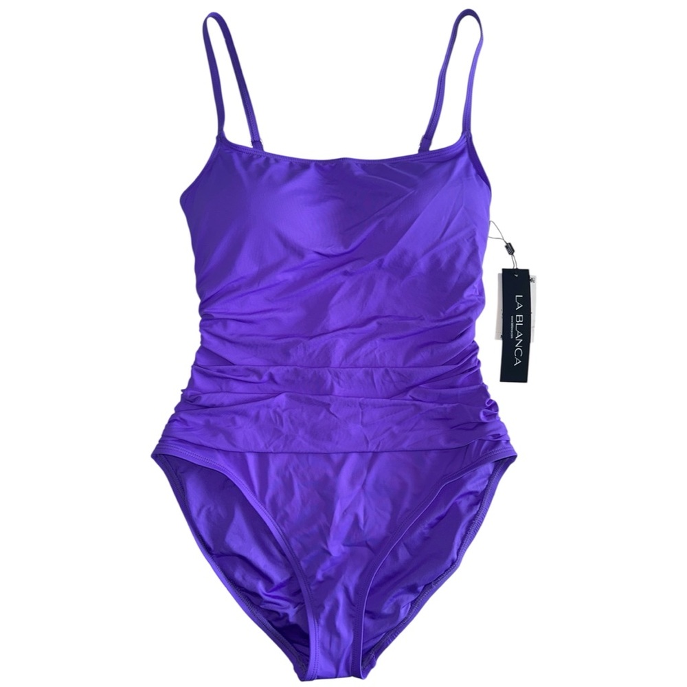 NWT La Blanca Island Goddess Lingerie One Piece Swimsuit in Ultraviolet Purple - Picture 2 of 11